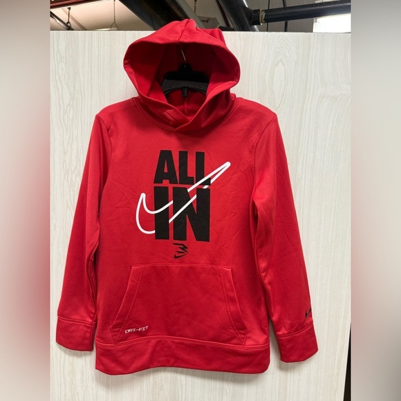 Nike Red Hoodie with graphic Sweat Shirt Medium Dri Fit Front Pocket 0084 - Picture 3 of 8